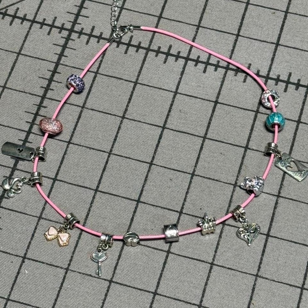 Pink Love Charm Necklace | Heart, Swan, Key, Teddy Bear and 10 more
